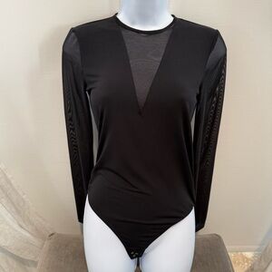 Intermix Black Mesh Detail Bodysuit super cute with jeans or dress up with pant